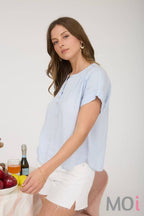 Ruched Shoulder Detail Henley