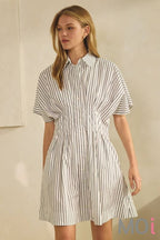 Striped Short-sleeve Shirt Dress