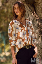 Floral Printed 3/4 Sleeve Blouse