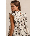 Dot Printed Smocked Yoke Top
