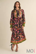 Floral Border Print Midi Dress