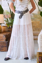 Tiered Floral Lace Maxi Skirt with Lining