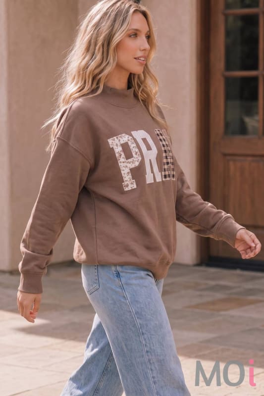 PRAY Patchwork Oversized Pullover Sweatshirt