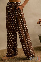 Polka Dot Elastic Waist Wide Pants