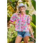 Flower Printed Woven Contrast Top