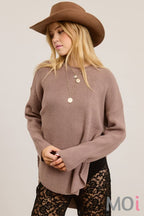 High Low Knit Sweater with Side Slit