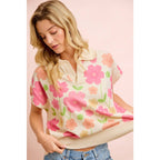 Flower Detail Top With Collar