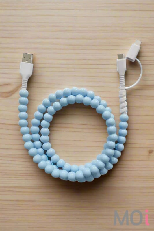 Blue Beaded Cord Phone Charger Apparel & Accessories