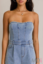 Tube Denim Romper