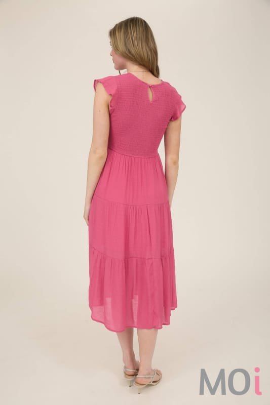 Smocked Tiered Midi Dress