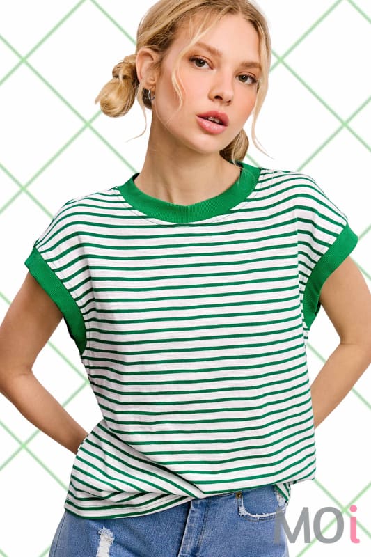 Nautical Cap Sleeve Striped Top