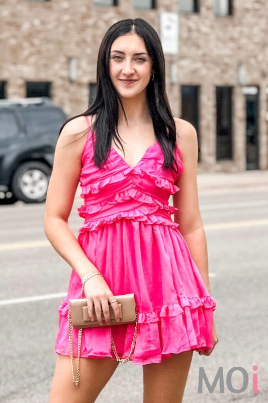 Ruffle Strappy Dress Doll Pink