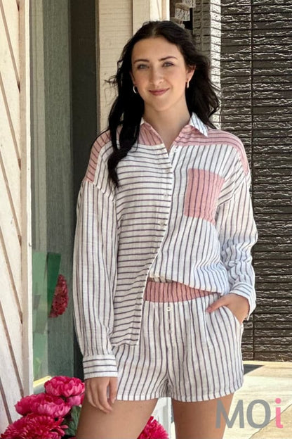 Z Supply All Mixed Up Stripe Shirt Bone