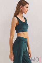 Z Supply Zoe Velour Tank Bra Rich Pine