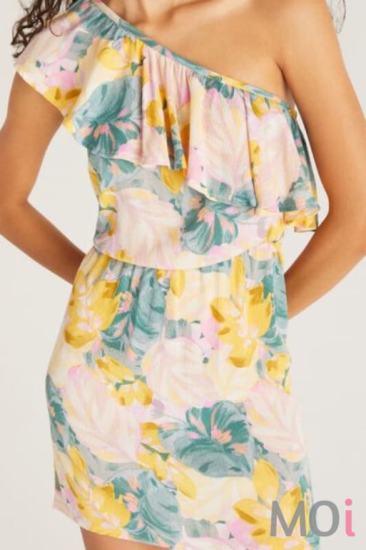 Z Supply Palma Palm Mini Dress Lemon Zest