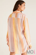 Z Supply Poolside Rainbow Shirt Paradise Pink Jo