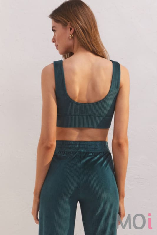 Z Supply Zoe Velour Tank Bra Rich Pine