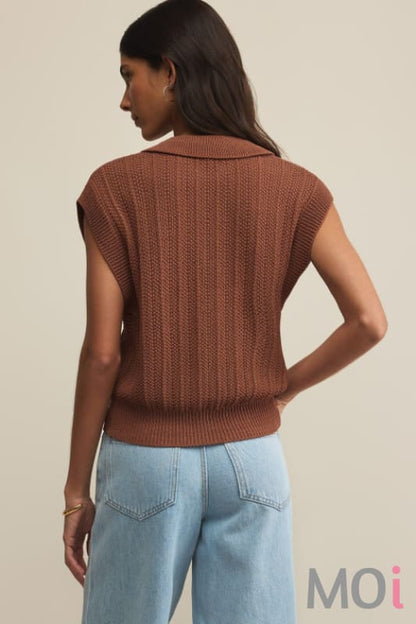 Z Supply Lauden Polo Top Teakwood