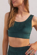 Z Supply Zoe Velour Tank Bra Rich Pine