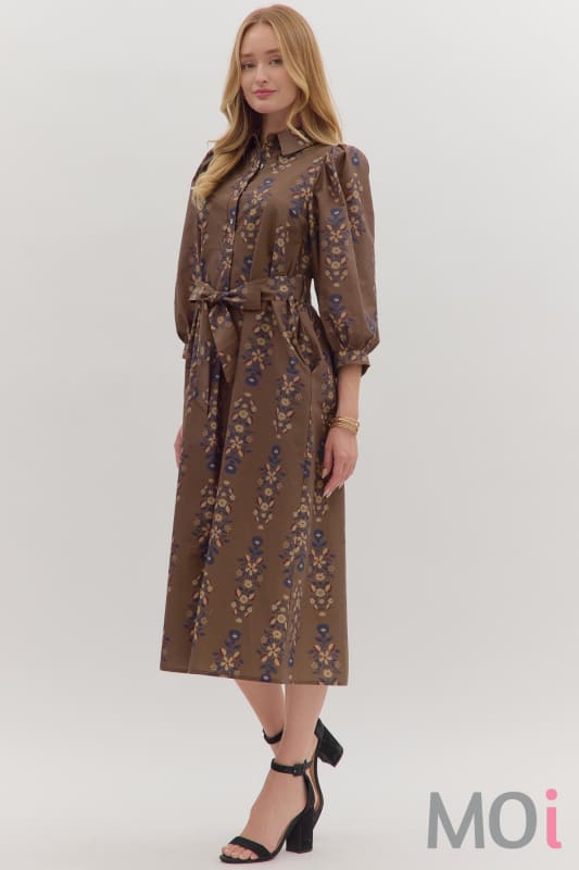Floral Belted Midi Dress