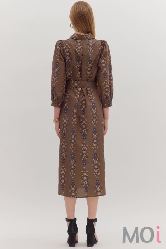 Floral Belted Midi Dress