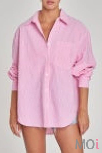 Daze Boyfriend Boyfriend Shirt Pink Slip Stripe