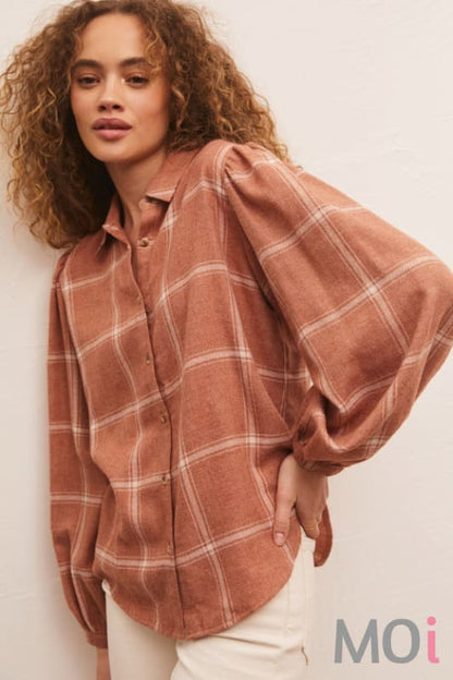 Z Supply Overland Plaid Blouse Penny