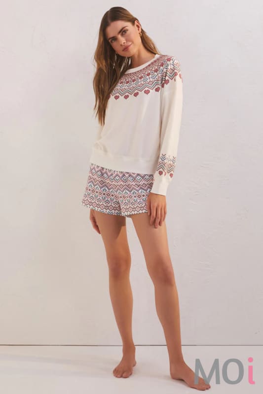 Z Supply Getaway Fair Isle Long Sleeve Top