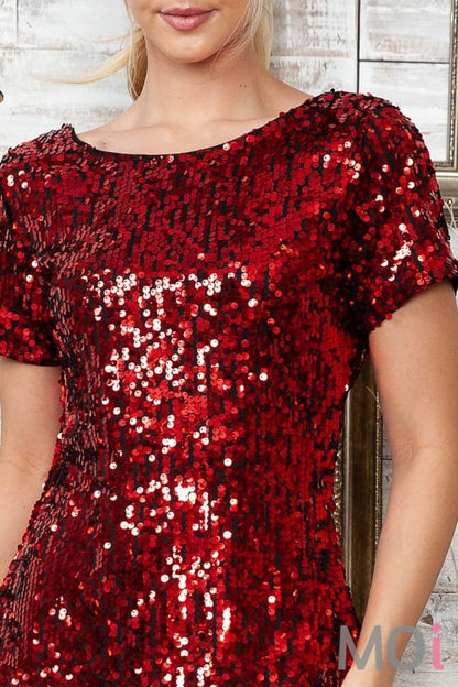 Sequin Bodycon Mini Dress Red