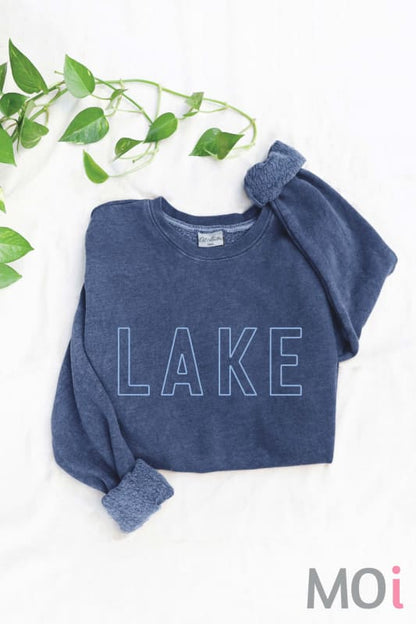 Lake Mineral Washed Graphic Sweatshirt Vintage Denim