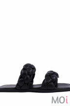 Shushop Daria Black Braided Sandal Clothing Accessories