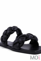 Shushop Daria Black Braided Sandal Clothing Accessories