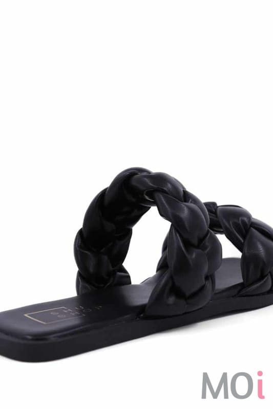 Shushop Daria Black Braided Sandal Clothing Accessories