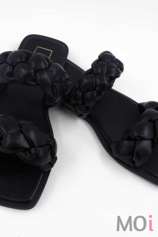 Shushop Daria Black Braided Sandal Clothing Accessories