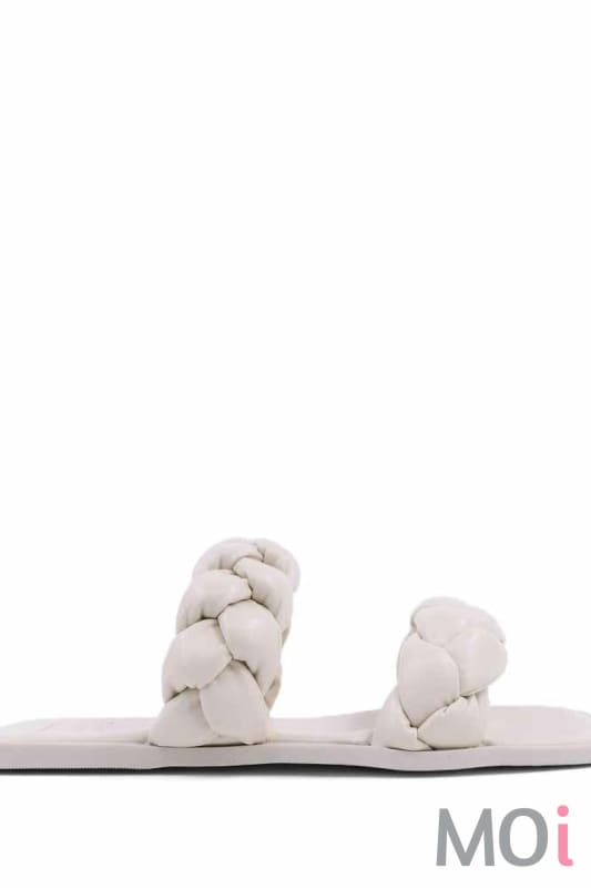 Shushop Daria White Braided Sandal Clothing Accessories