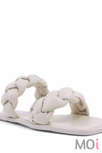Shushop Daria White Braided Sandal Clothing Accessories
