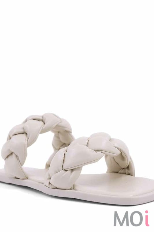 Shushop Daria White Braided Sandal Clothing Accessories