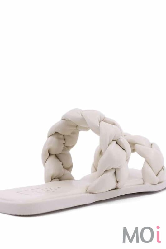 Shushop Daria White Braided Sandal Clothing Accessories
