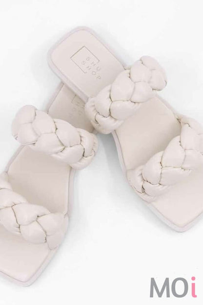 Shushop Daria White Braided Sandal Clothing Accessories