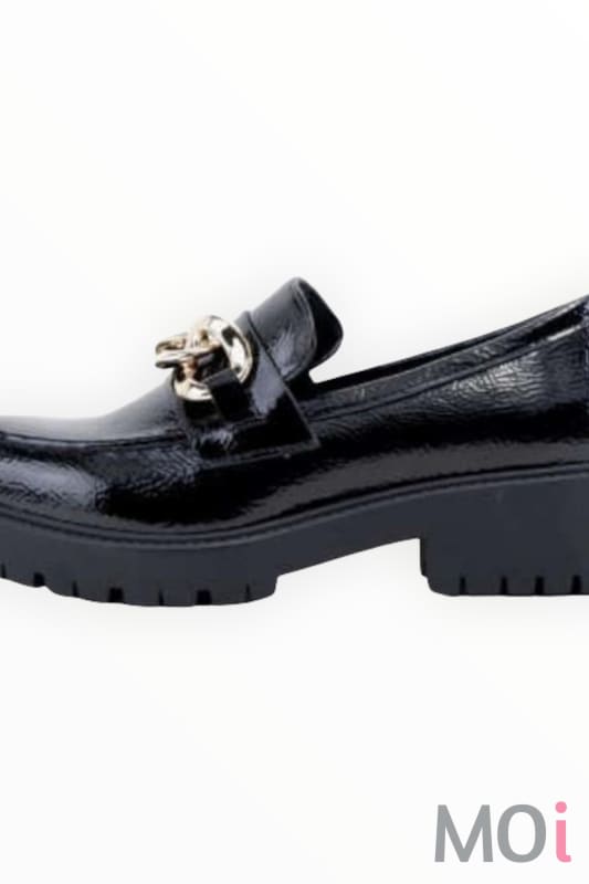 Lug Platform Loafer Black Shoes