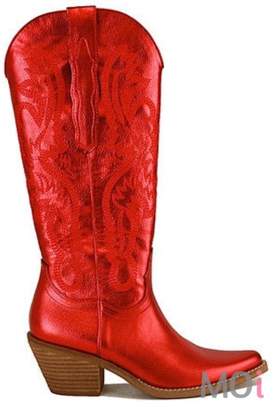 Adela Red Metallic Boot