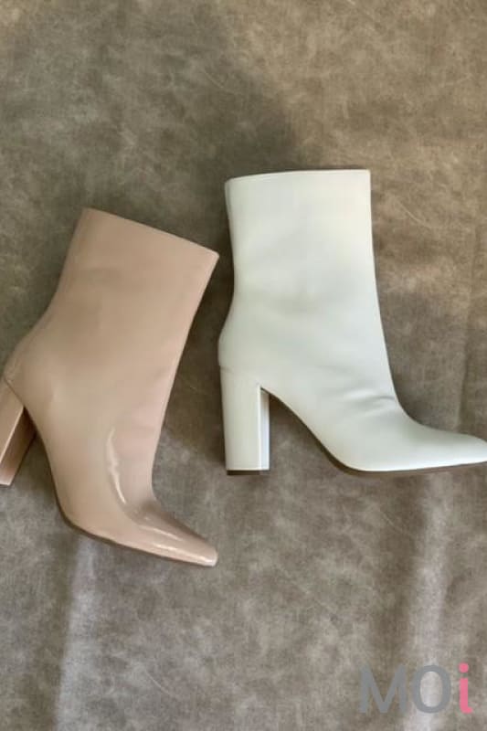 Nude Heeled Bootie Shoes
